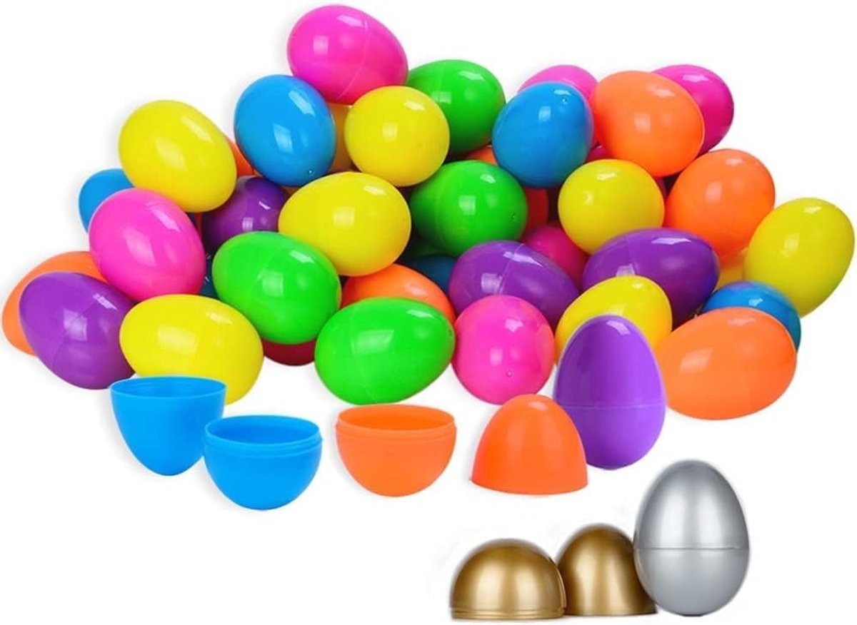 50 stuks plastic paaseieren, 6,4 cm vulbare paaseieren voor eierenjacht