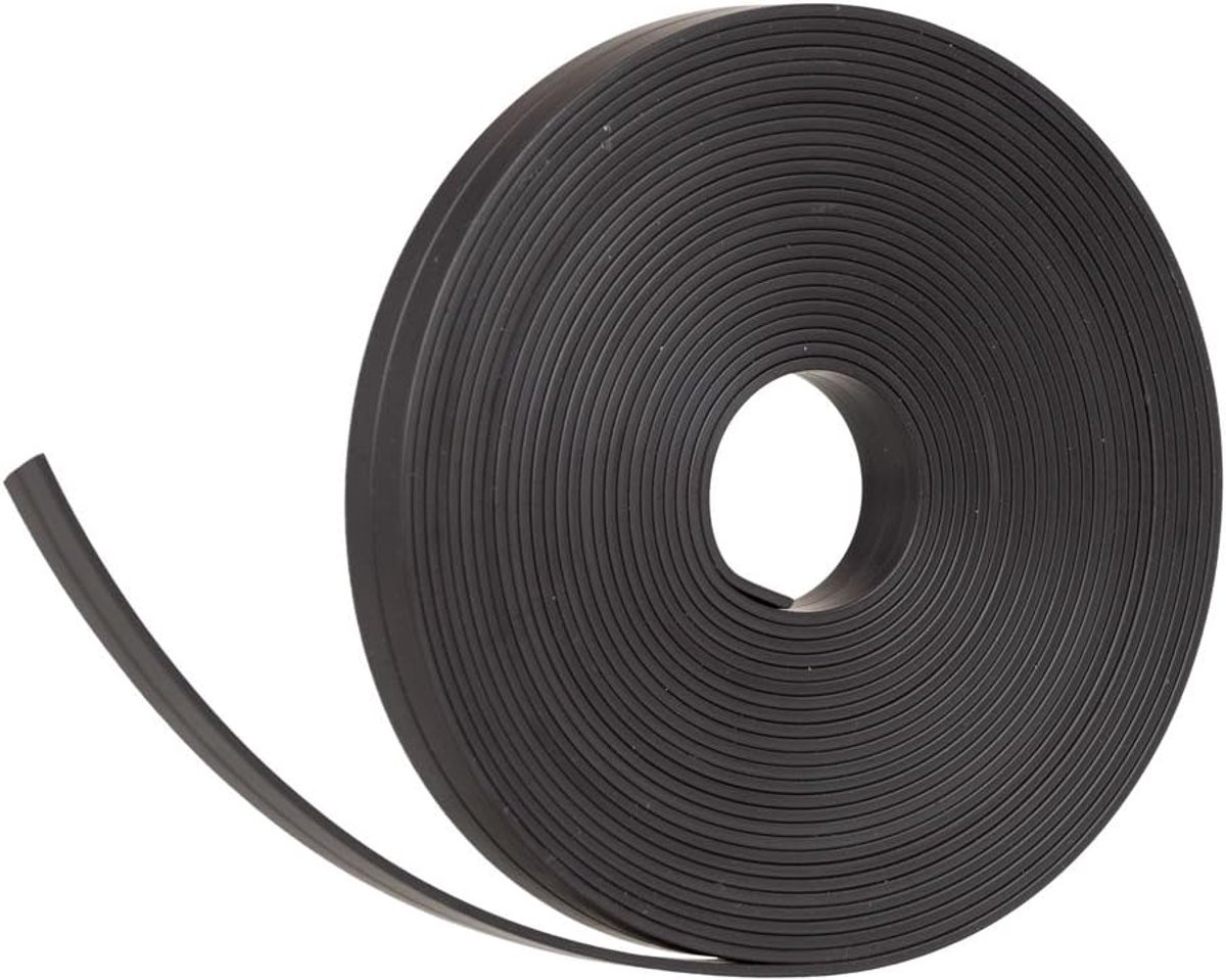 Magneetband (niet zelfklevend) om lijnen op whiteboard te maken (zwart, 5 m lengte 10 mm breed) voor magneetborden, koelkasten, planborden en whiteboards, whiteboardtape