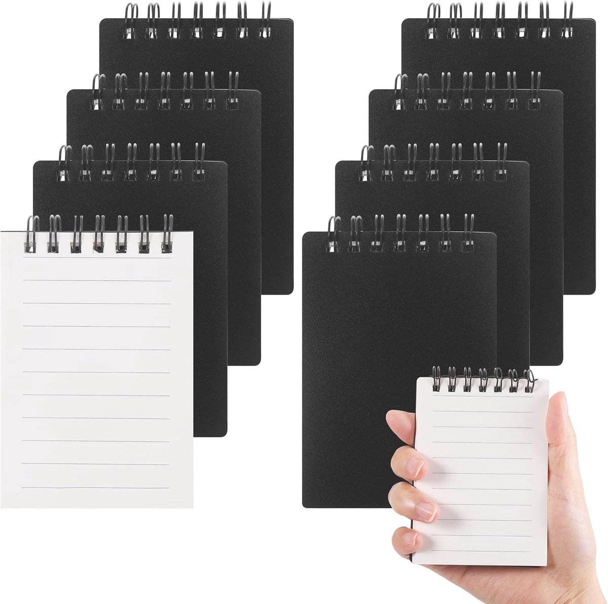 Kleine zaknotitieblokjes, 8 stuks 80 pagina's/40 vellen spiraalnotitieblok, gelinieerde memoblokken, 7,6 x 10,2 cm gelinieerde notitieblokken voor school- en kantoorbenodigdheden