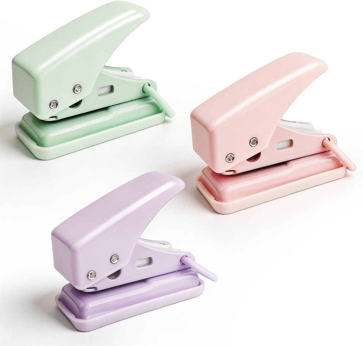 3 Stks Mini Single Hole Punch, Compact En Draagbaar, Ring Gat Machine, Geschikt Voor Student Hand-Held Losse-Blad Boeken, Document Sorteren En Binden.