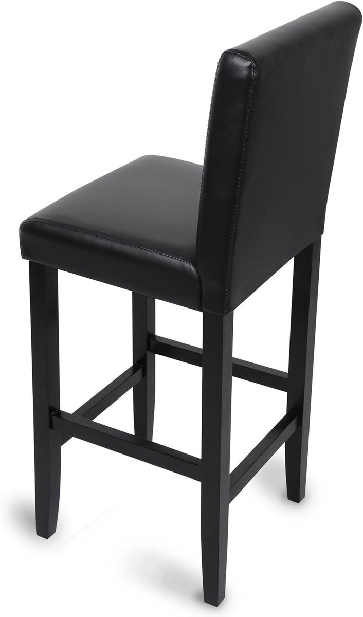 SureDeal® - set - Barkrukken - Rugleuning - Dik gevoerde zitting - Hout kunstleer - 41x37,5x110 cm - Zwart
