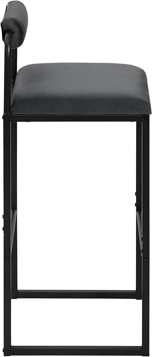 SureDeal® - barkruk - Kinderstoel - Voetsteun - Fluwelen kruk gestoffeerde - Ergonomisch - 39x38,5x95,5 cm - Zwart