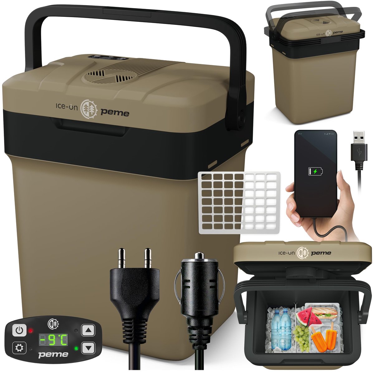 SnelShoppen - Elektrische Koelbox 25,7L met Verwarmingsfunctie - Mobiele Koelcontainer voor Camping, Picknick en Reizen - ECO-modus en Dual Koelen/Ver