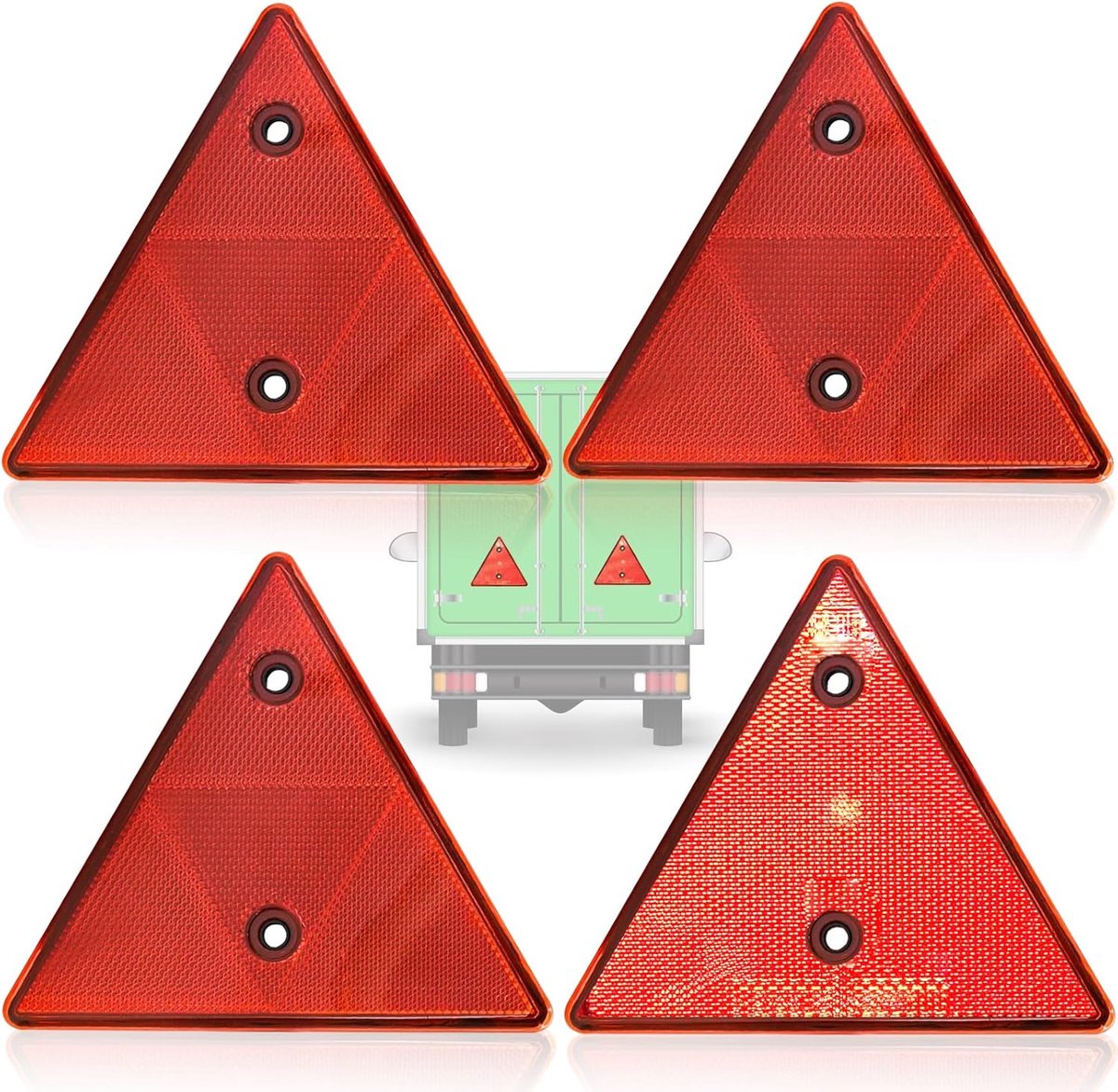 4-delige driehoekreflectoren, driehoek-reflectoren, rode hangerreflectoren, driehoekhanger kattenoogreflectoren voor autohangers, tractor, caravan
