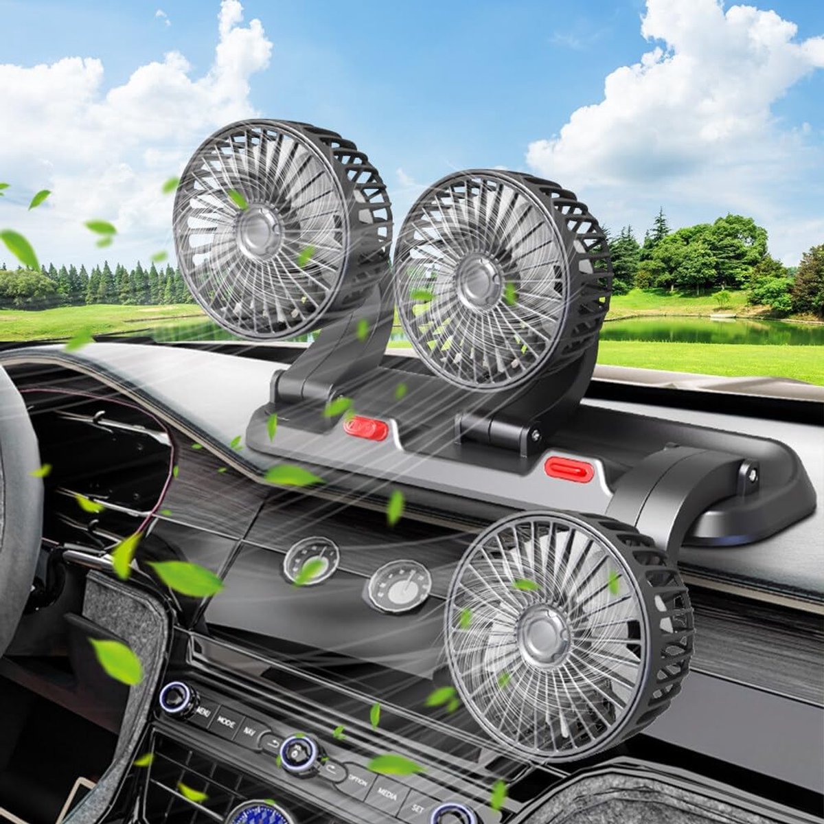 5 V USB-autoventilator, 360° instelbare rotatie, stil voor vrachtwagens SUV Bestelwagens