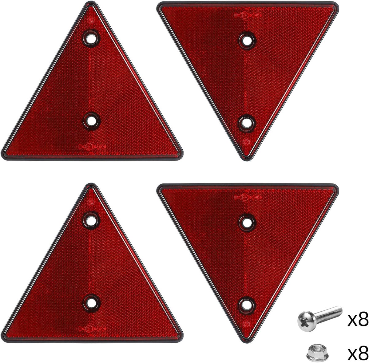 4 x Rode Achterste Reflectoren Driehoek Reflecterende Aanhanger Schroefbevestiging Driehoek Achterreflectoren Voor Caravan Poortpalen Tractor Vrachtwagen Boot Muren