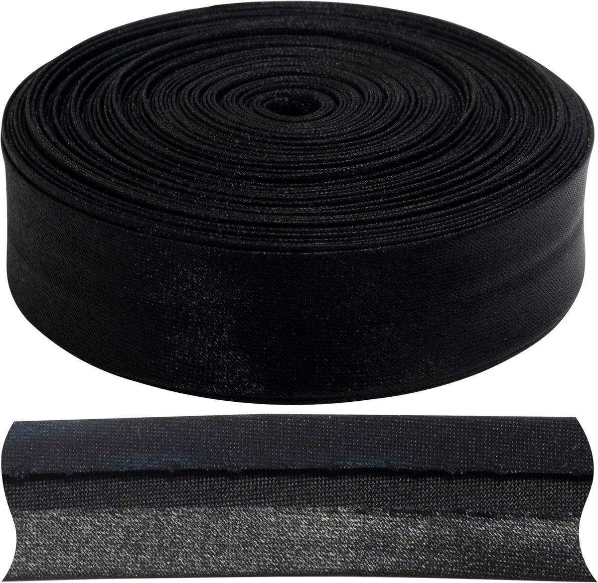 Biaisband, gevouwen, 9 meter x 18 mm - van polyester - kleur zwart