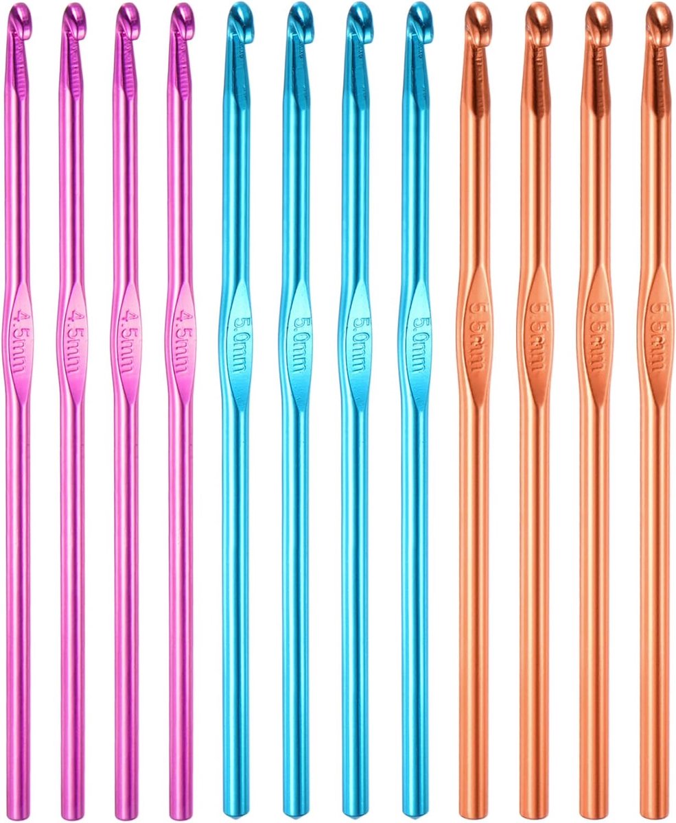 Haaknaalden 4,5 mm 5 mm 5,5 mm Amerikaanse maat 7 8 9 breinaalden voor doe-het-zelf handwerkgaren paars blauw oranje
