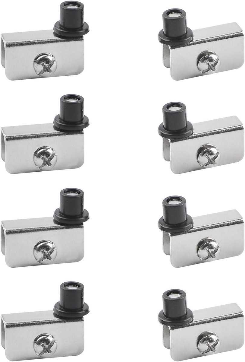deurscharnier, 8 stuks vernikkelde frameloze glazen deurscharnieren, klem, verstelbare kast-draaischarnierclip, vervangingsset, geschikt voor 3-5 mm vrijdraaiende acryl/glazen