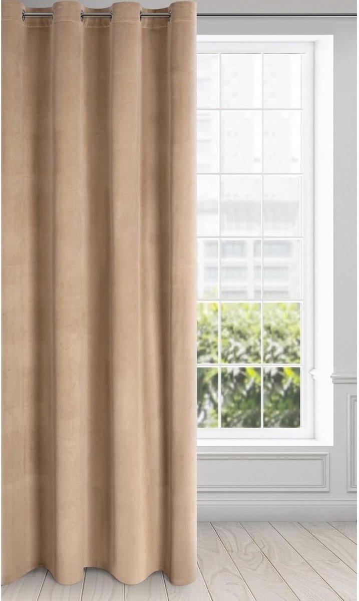 Melanie Fluwelen gordijnen, 1 stuk, zacht, edel gordijn, 200 g/m², elegant, glad, effen, wollig, modern, klassiek, woonkamer, slaapkamer, 140 x 250 cm, donkerbeige