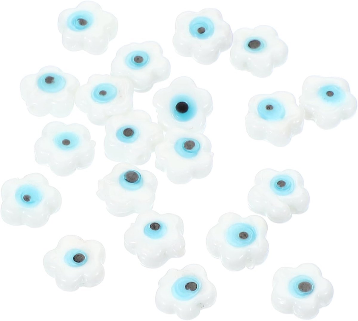 Kralen, 20 stuks glas Turkse boze oog charme bloem spacer kralen hanger connector voor doe-het-zelf kunst ambachtelijke armband ketting oorbellen maken, wit