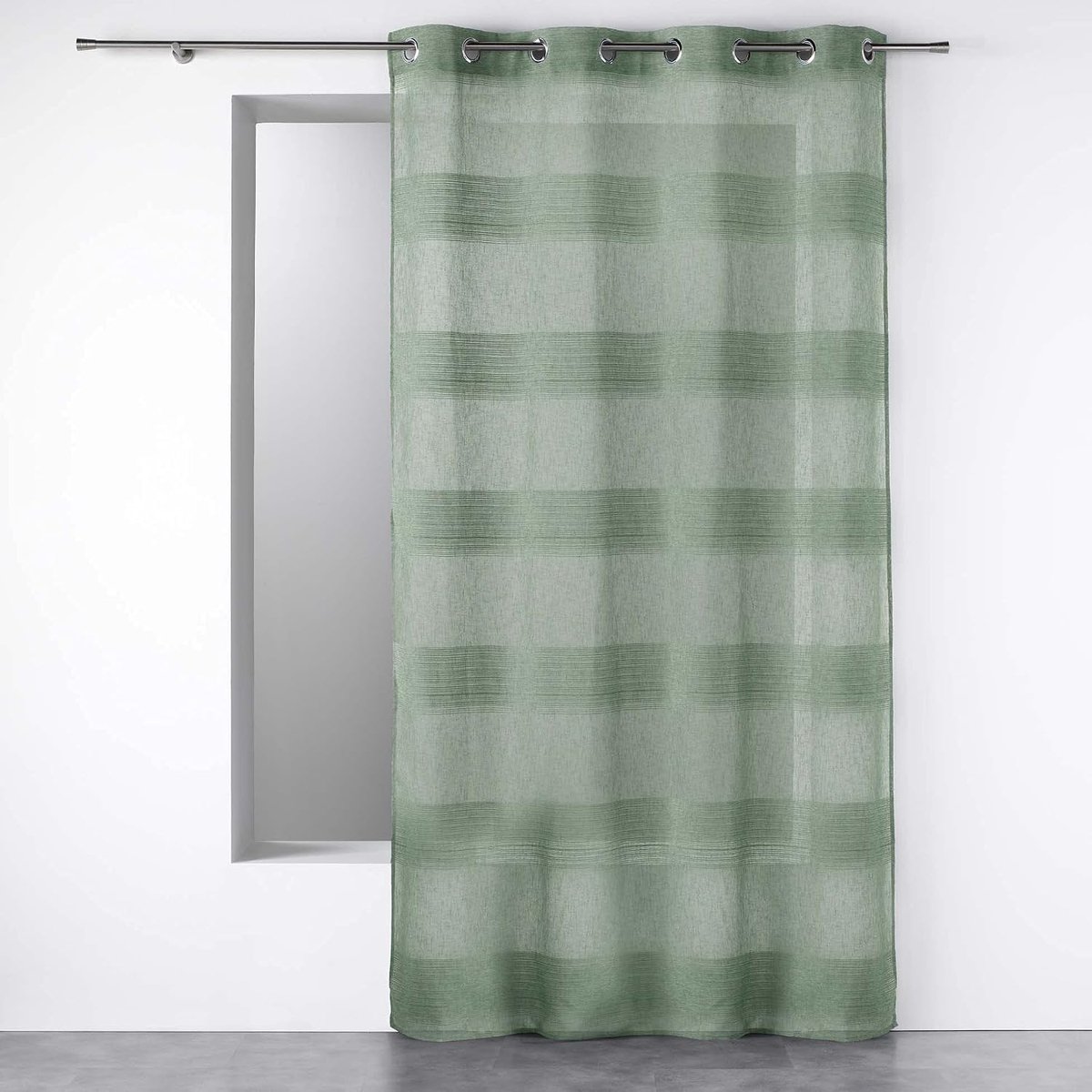 douceur d'intérieur, Gordijn met ogen, 140 x 280 cm, linneneffect, draden, chenille terraza, groen