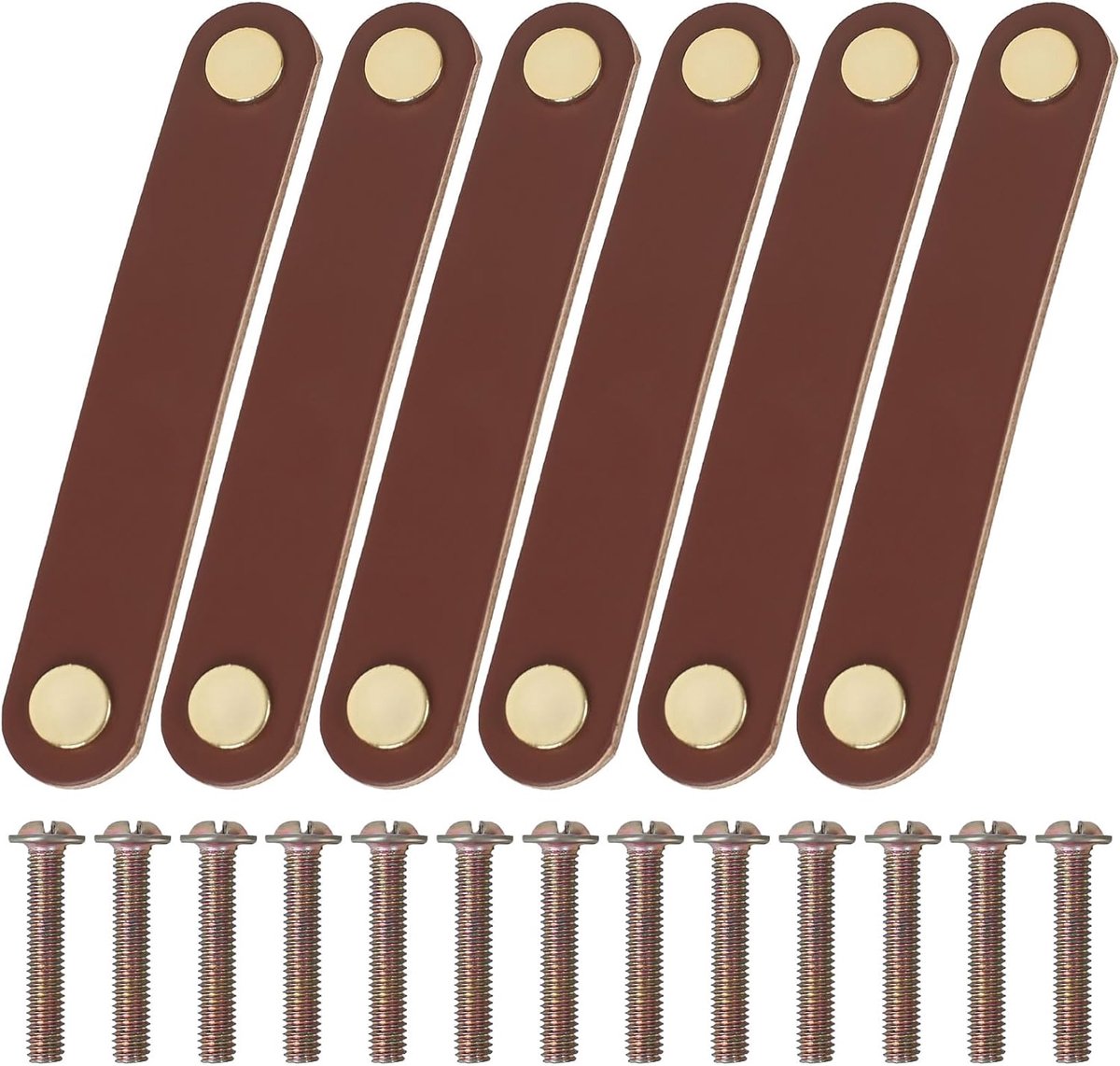 Lederen Meubelhandvat Set, 6 st. Premium Lederen Kastgrepen, Meubelknoppen voor Lades, Keukenkastjes, Dressoirs met Bevestigingsschroeven