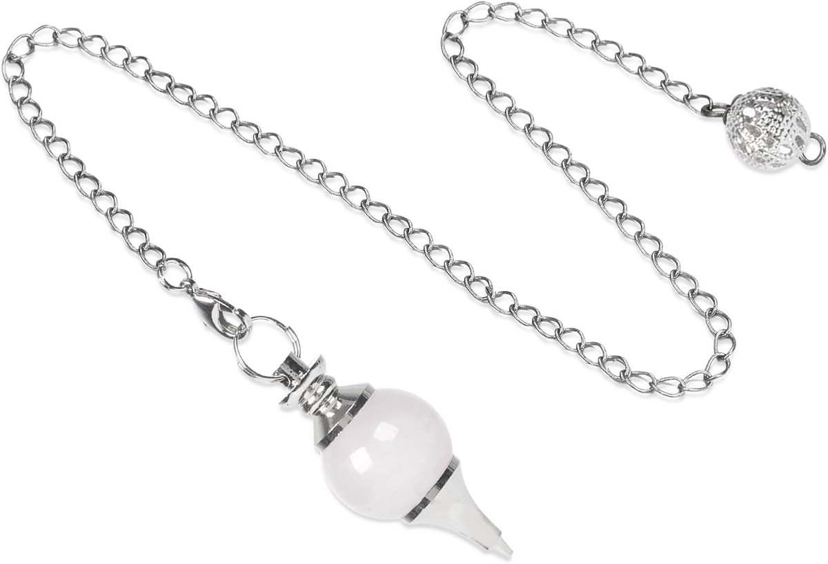 slinger ketting, natuurlijke edelsteen waterdruppels, wichelroedelsteen helende steen 21 cm bergkristal hanger (wit)
