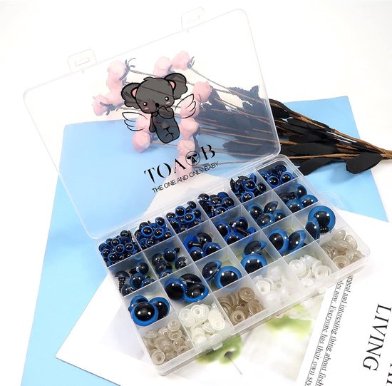 Ogen met Sluitringen 8 tot 24 mm Blauw Amigurumis Poppenogen van Kunststof voor Dieren Pluche Poppen Handwer - Knoopogen met sluitringen, voor Amigurumi knutselen, poppenogen, teddyogen voor doe-het-zelf creatief handwerk — afbeelding 5