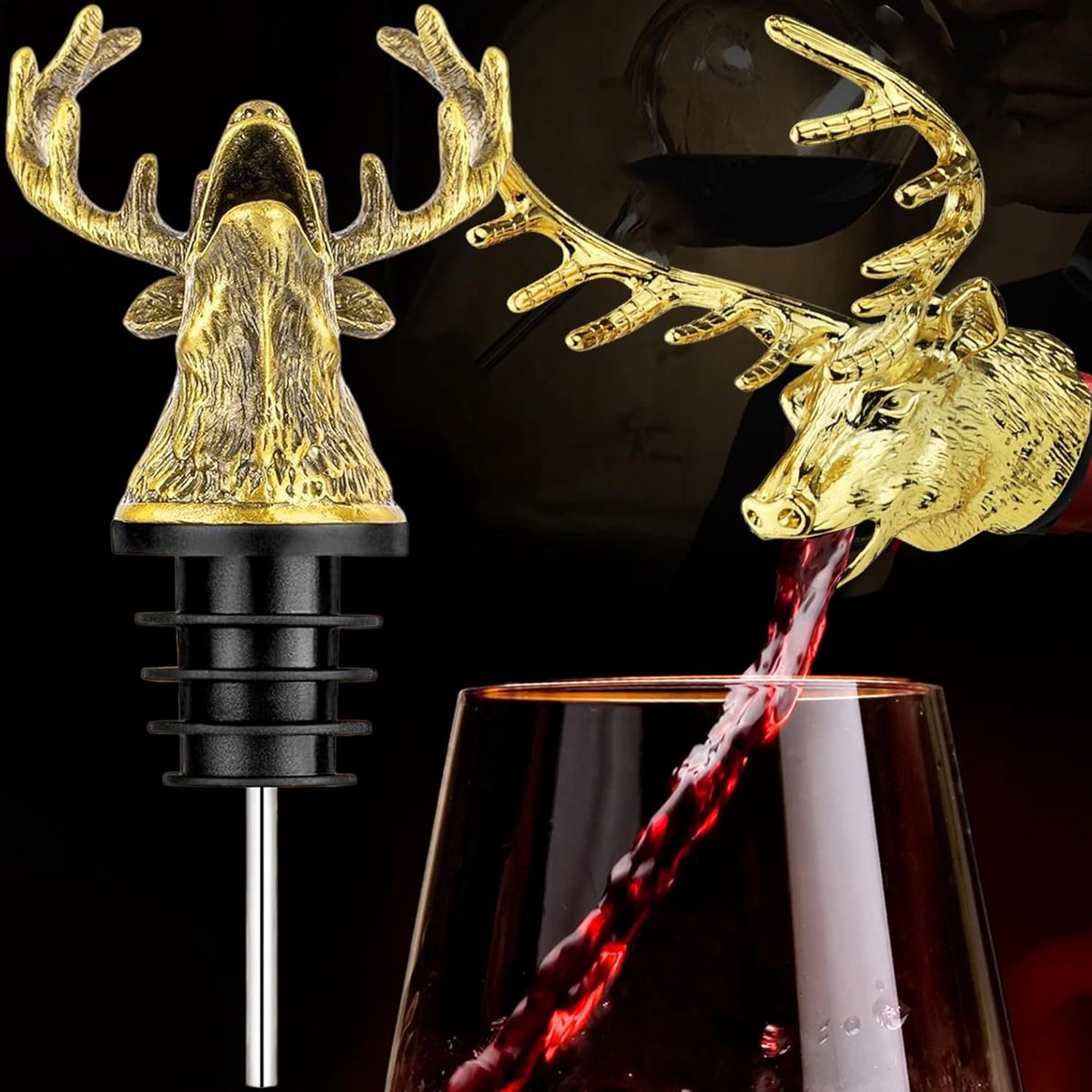 Wijnschenkers Wijnbeluchters Wit Rode Wijn Cocktail Flessen Wijnen Beluchter Met Lekvrije Flessenstoppers, Schenktuit Flessenstop Decanter Schenker Beluchten (Gouden)