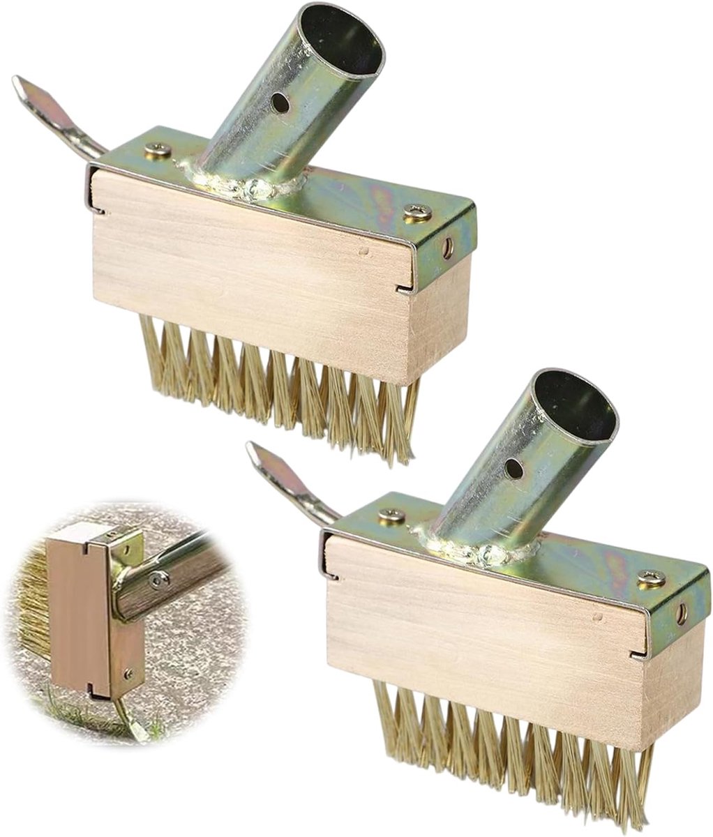 Set van 2 onkruidvoegenborstels met elk 29 x 30 metalen borstels en schraper tegen onkruid zonder steel, onkruid, voegenreiniging, stalen borstel, metalen borstels en schraper