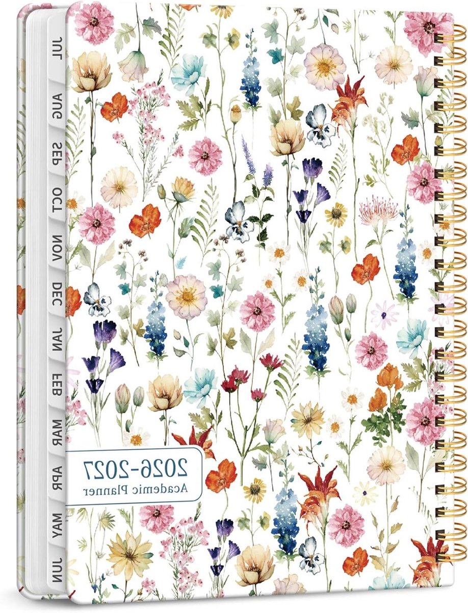 2026 Planner - Planning Dagboek - Jaar Indelen - Met Tabs - A5 Formaat - Wildflower