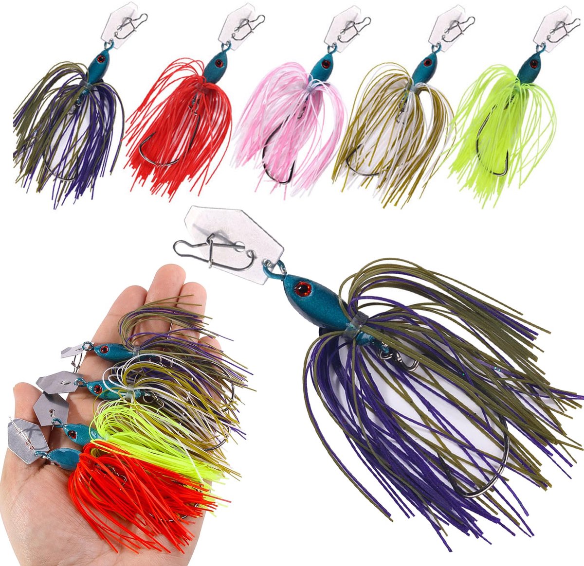 Köder, set van 6 stuks vissnaar Hecht Spinnerbait kunstaas Gummifische Zander kunstköder vissnaar set Twitchbait voor snoek forel vissen Barsch