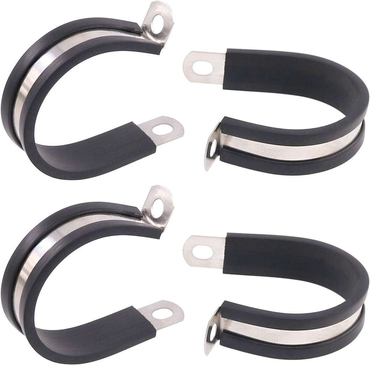 20 Stks 1-1/2" (38mm) Kabelklem Rubber Draadklemmen Roestvrij staal Rubber Gewatteerde Geïsoleerde Klemmen Metalen Klem