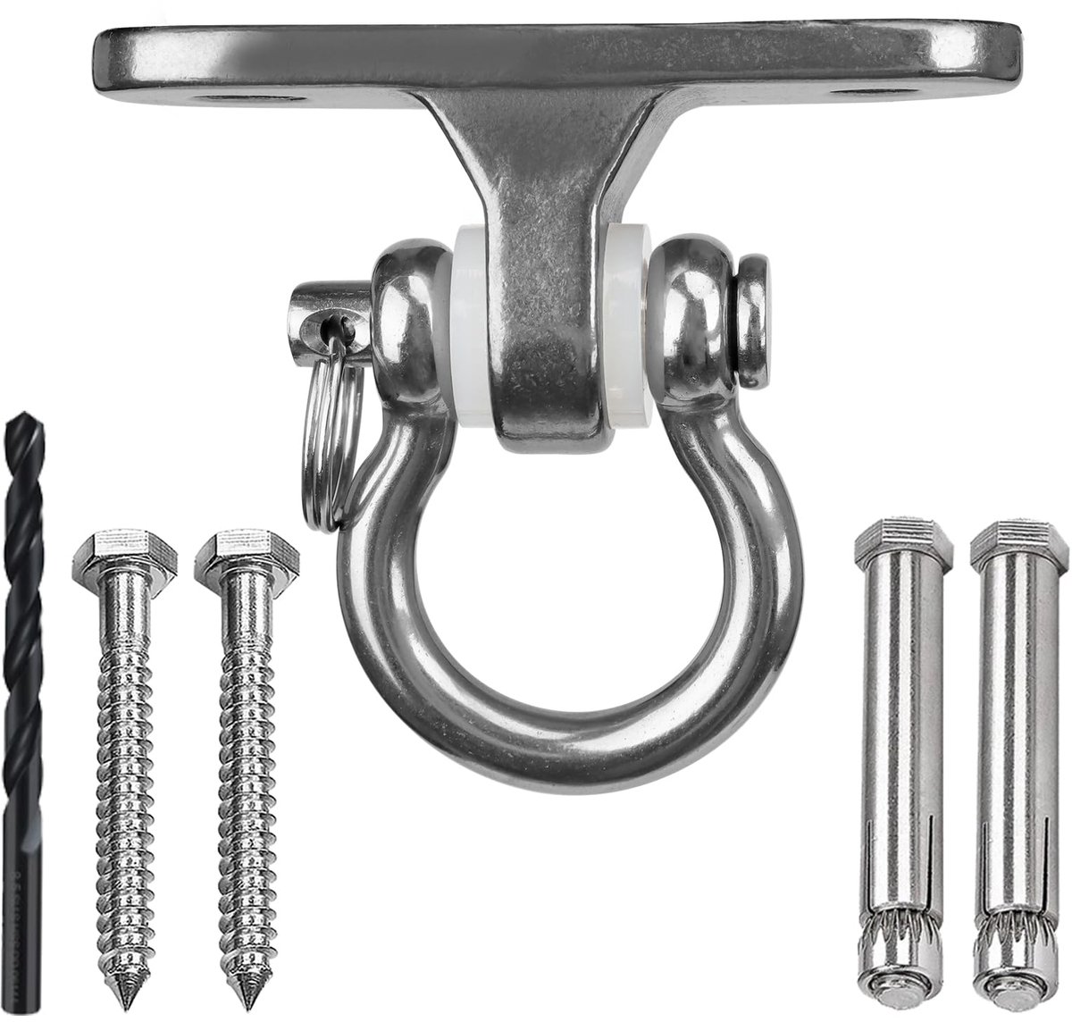 Plafondhaken voor zware belasting, draagvermogen 453 kg, roestvrij staal, schommelhaken, set houten balken, plafondhouder, ophanging hangmatten, voor hangstoel, bokszak, schommels, yoga