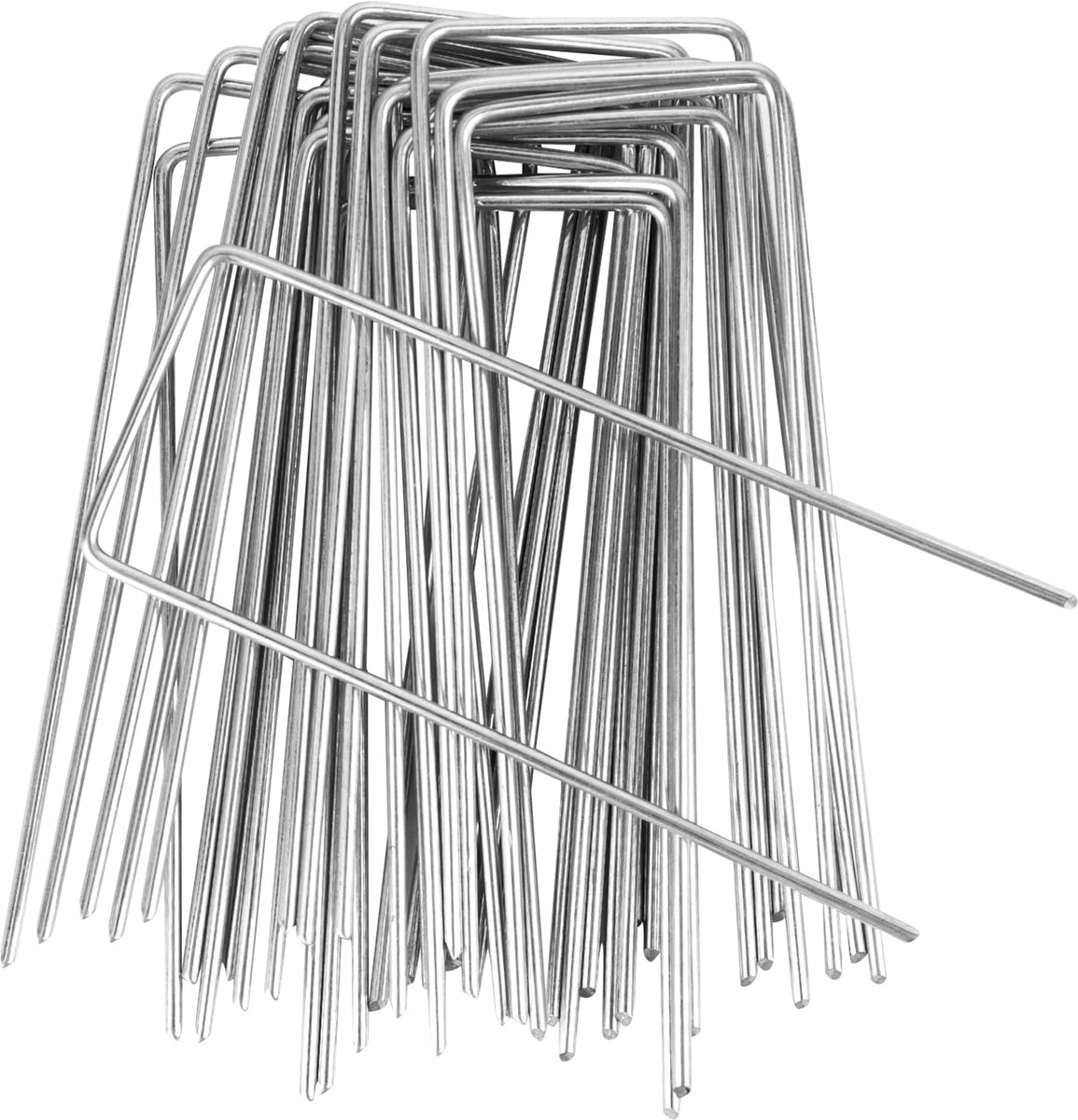 Grondankers voor onkruidvlies, haringen van verzinkt staal, in set voor het bevestigen van onkruidtegels, grondankers, U-vormige tuinharingen, haringen, 150 mm lang