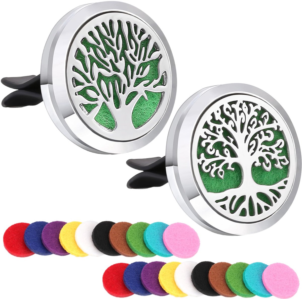 2 stuks aromatherapie etherische oliën diffuser, aromatherapie-ventilatieclip, aromatherapie, diffuser voor etherische olie met 20 vilten pads (zonder geur)