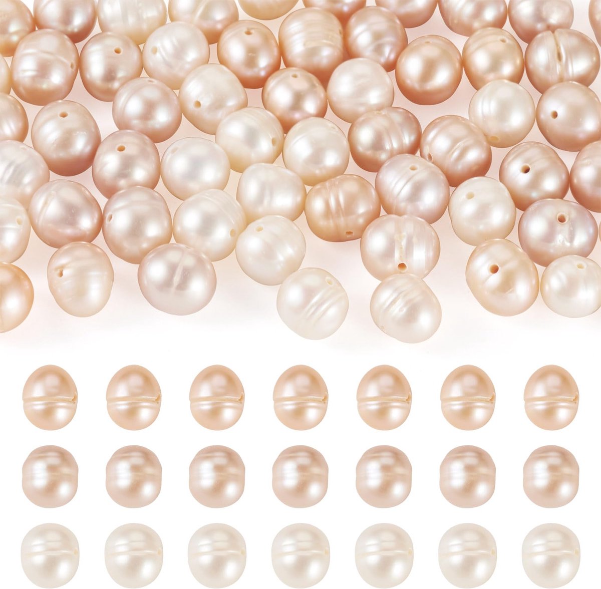 Spritewelry 60 stuks natuurlijke gekweekte zoetwaterparels kralen gegroefde aardappelvorm parel kralen losse spacer voor doe-het-zelf armbanden ketting oorbellen sieraden maken