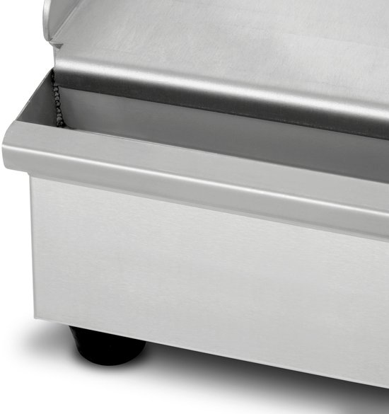 VERTES Grillplaat, bakplaat, plancha, elektrische grill 1700 W van roestvrij staal, glad grilloppervlak 40 x 26 cm, thermostaat, temperatuur 50-300 °C, spat- en hittebescherming, opvangbak, rubberen voetjes — afbeelding 3