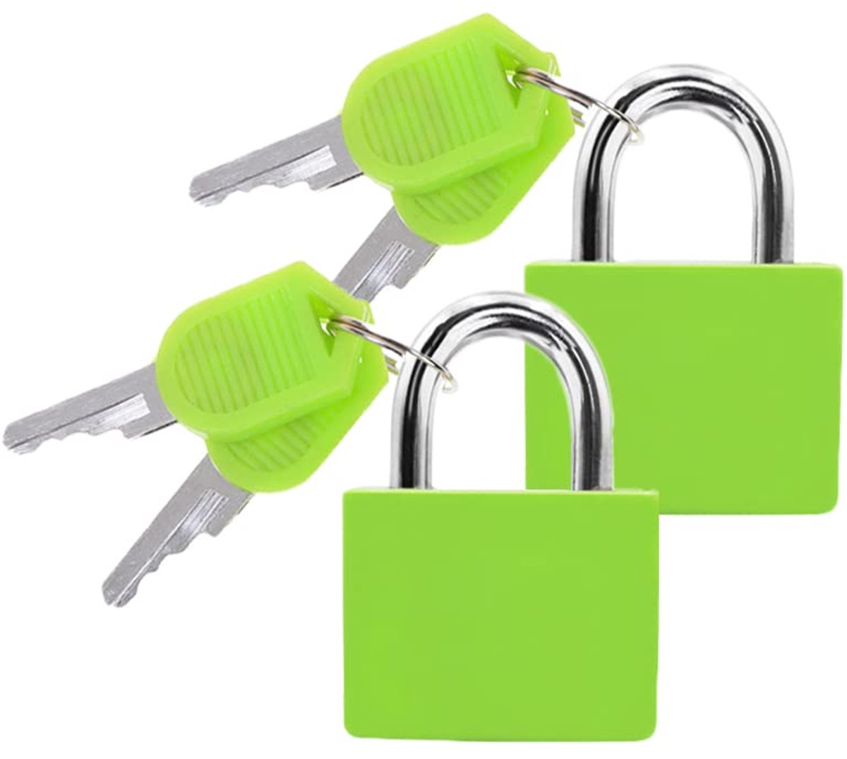 Kofferslot met sleutel, klein bagage-hangslot, voor reizen, kluisjes, vakantiekoffer, 2 stuks mini-koffersloten (groen)