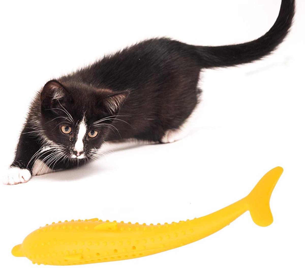 Tandenborstel Vis, Siliconen Molaire Vis Speelgoed Met Kattenkruid Interactieve Tanden Reinigen Bijten Kauwen Speelgoed Voor Kat Kitten
