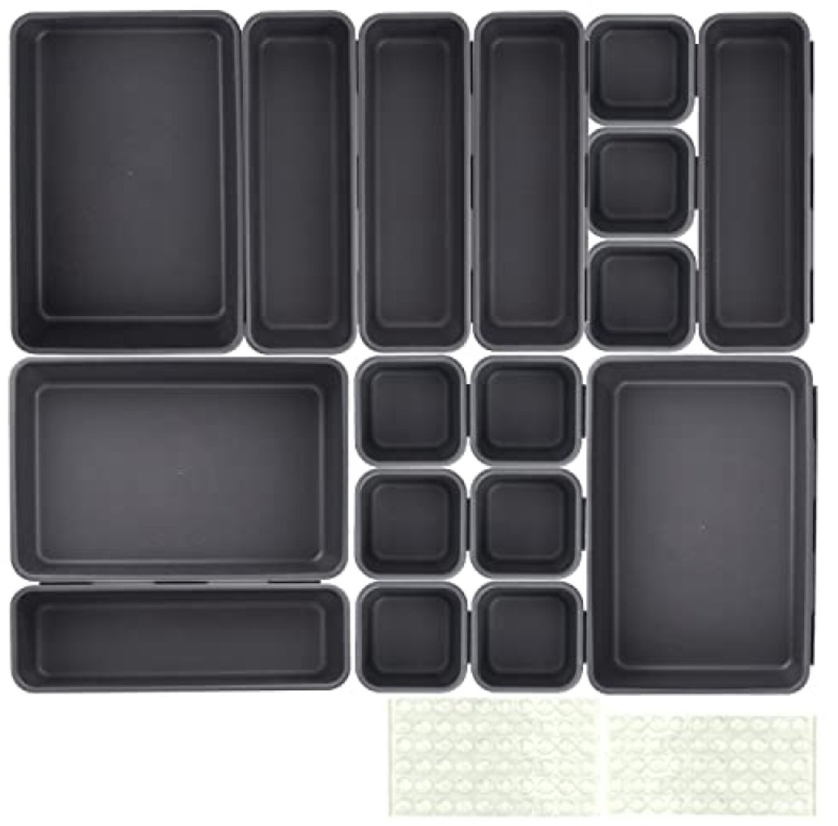 Huis Geluk Lade-organizer 17-delig Opbergsysteem Ladeverdeler Zwart - Kantoor, Make-uptafel, Keuken, Badkamer