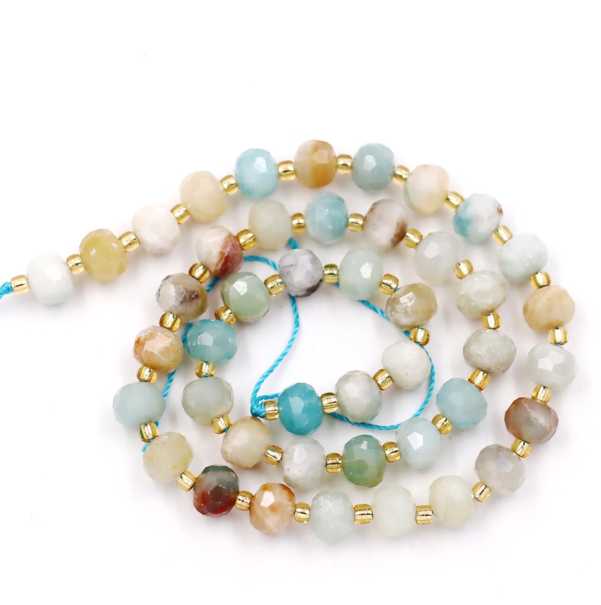 Natuursteen Kralen Voor Armbanden Kettingen Verkocht Per Tas 5-strengen En Één Rolkoord Binnen facetten rondel mix-color amazonite 8mm
