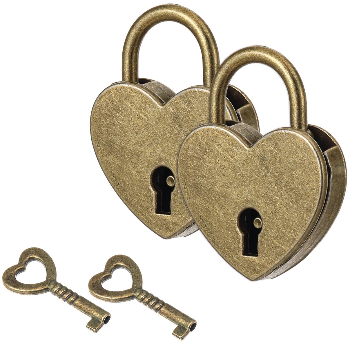Hangslot, Hartvormig Hangslot met SleutelKlein Metalen Hartvormig Slot voor Sieraden Doos Dagboek Handtas Opbergdoos Koffer Decoratief Slot