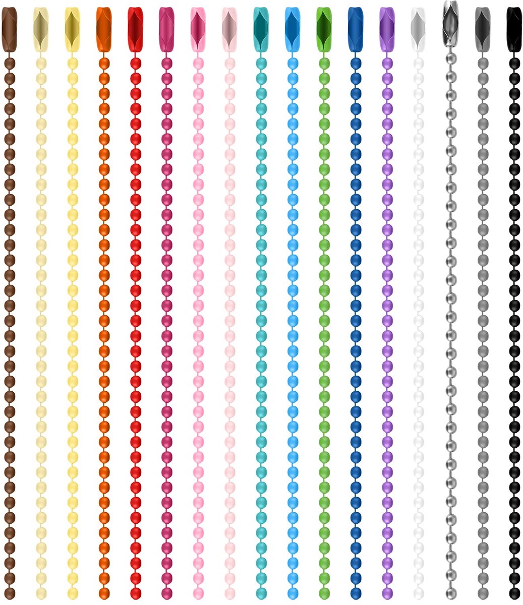 100 stuks kleurrijke kogelketting metalen hangende ketting 2,4 mm gesp kogelketting pasvorm pop sleutelhanger label gesp hangende ornamenten, Kleur: zwart/bruin,, Eén maat