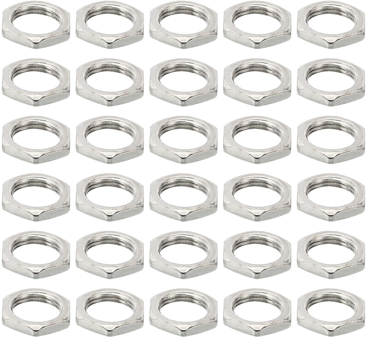 M9 x 0,75 stalen zeskantmoeren, 50 stuks, metrische schroefdraad, moeren, schroeven, bouten, apparatuur, bevestiging, hardware, verzinkt, voor lampen, machines, onderhoud, 2,5 mm hoogte