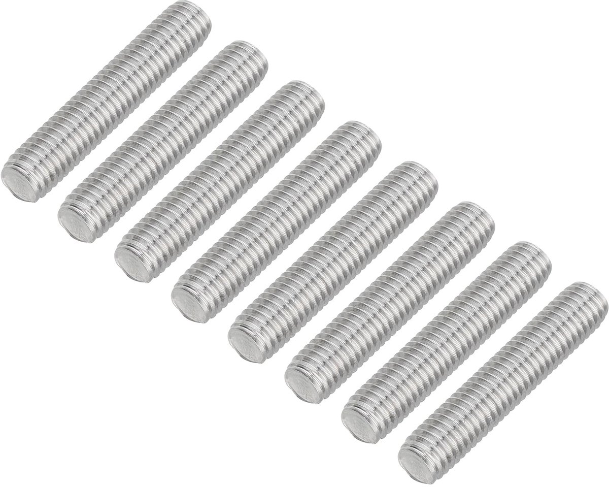 Draadstangen, M8 x 40 mm roestvrij staal, 304 klinknagels, stang met rechtse schroefdraad, M8-1,25 schroefdraadstang voor montage van meubels en machines
