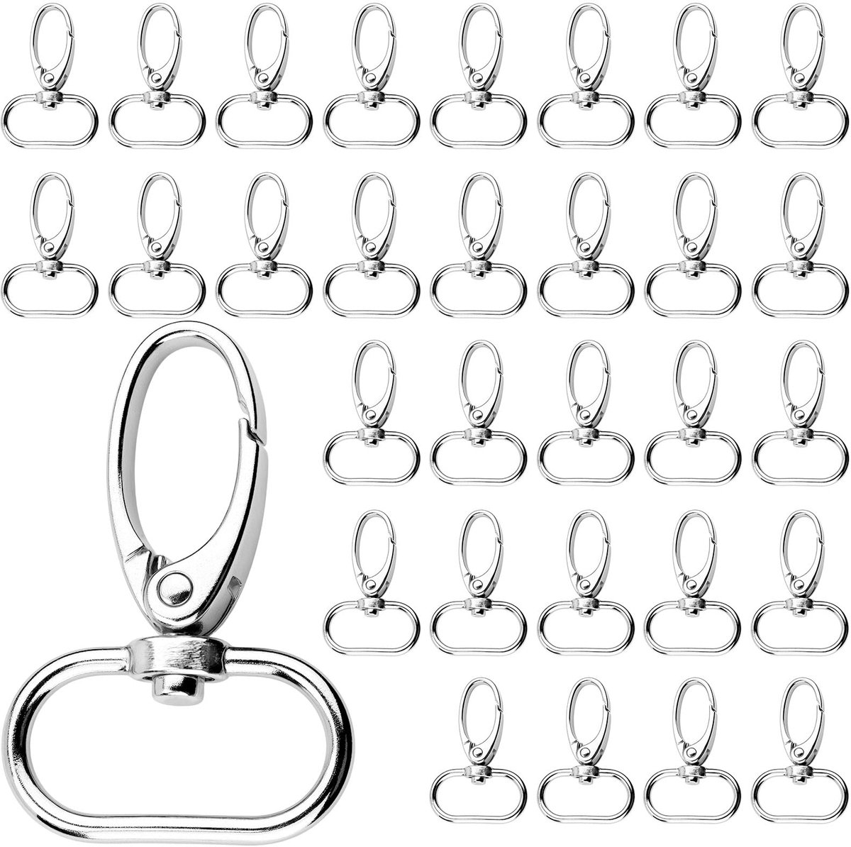Sleutelhanger D-ringen, zwenksluiting, sleutelhangerset, 360 graden draaibaar, karabijnhaak voor sleutelkoord, handwerk