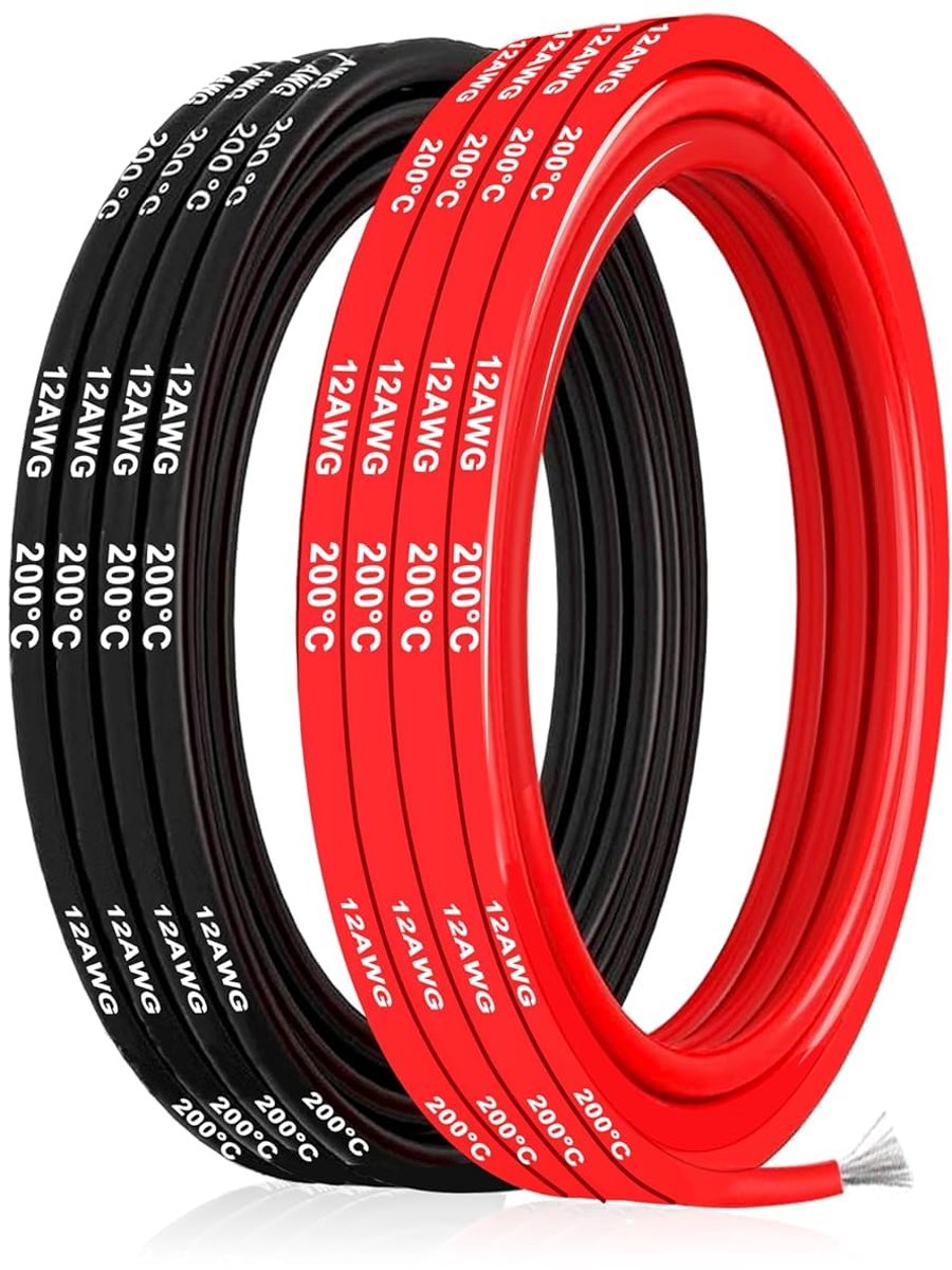 Siliconenkabel 12AWG 3,33mm² 5M Dubbele Isolatie (2,5M Zwart & 2,5M Rood) Voor Alarminstallaties Geluidsapparatuur Medische Apparaten Laboratorium Gebruik
