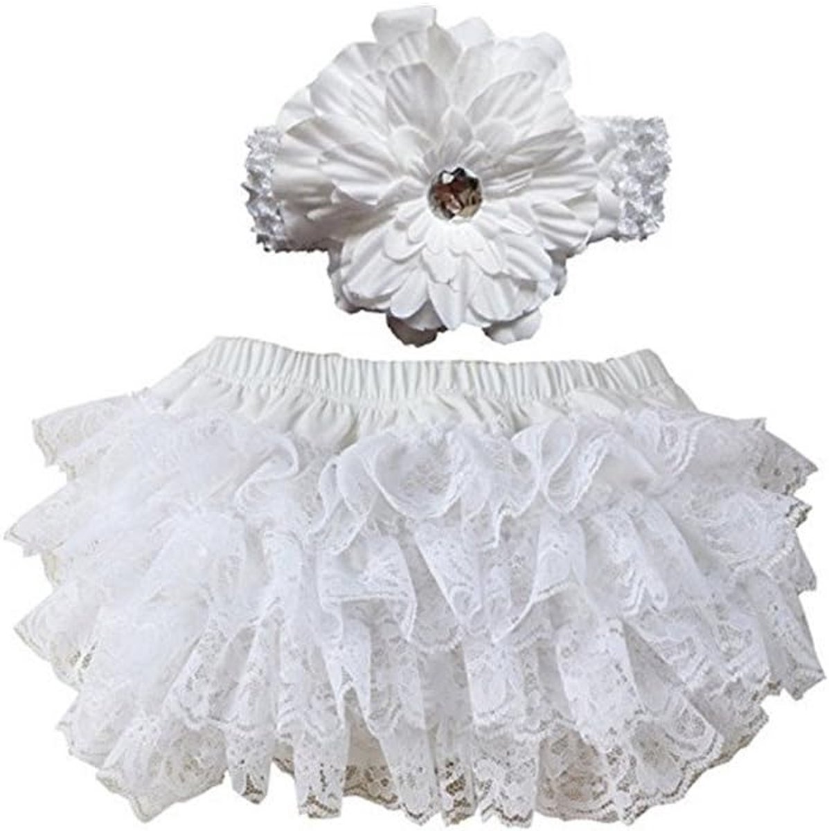 Ruches Bloomers Kant Luier Cover Frilled Knickers Meisjes Hoofdband Set voor Baby Fotografie Prop Kostuum