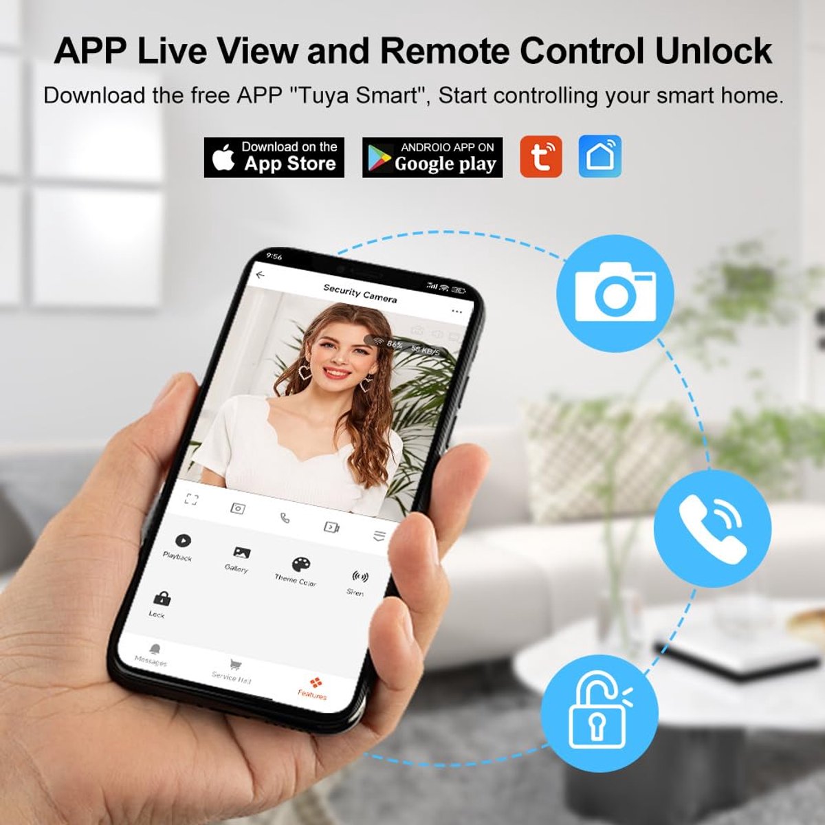 SnelShoppen - Wifi 7 inch video-deurintercom met 1080P HD camera, 2 interne monitoren, nachtzicht, IR-nachtzicht, tweerichtingsaudio, opname, Tuya app