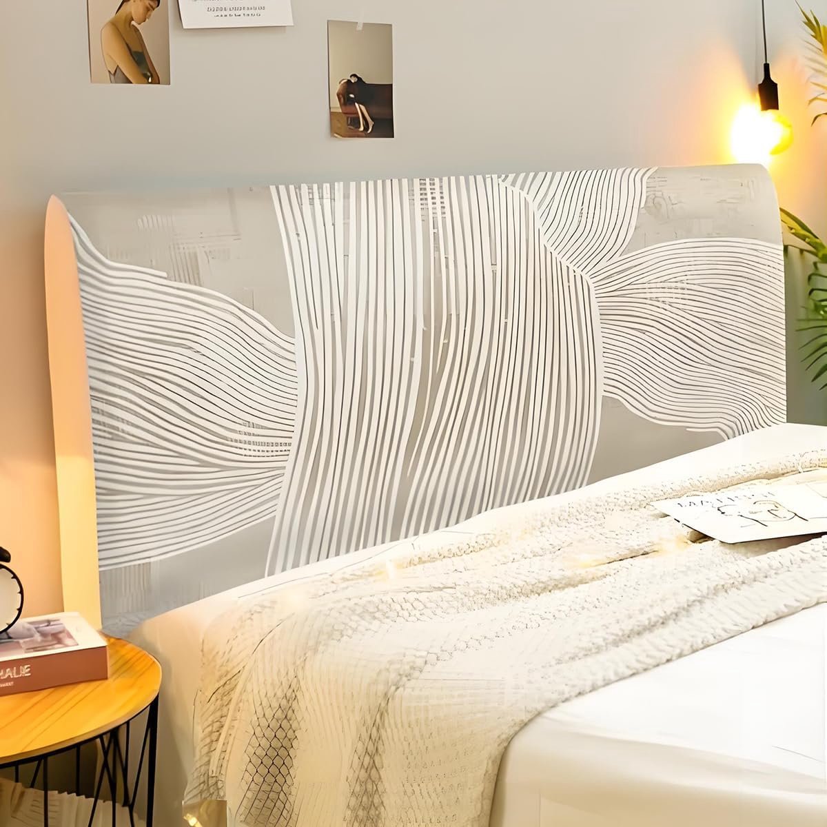 Abstracte Bedhoofdeinde Hoes, Allesomvattende Universele Stofdichte Beschermhoes, Elastische Hoofdeinde Sliphoes Moderne Bedhoofd Hoes Voor Slaapkamer Decoratie, Wasbaar (160cm