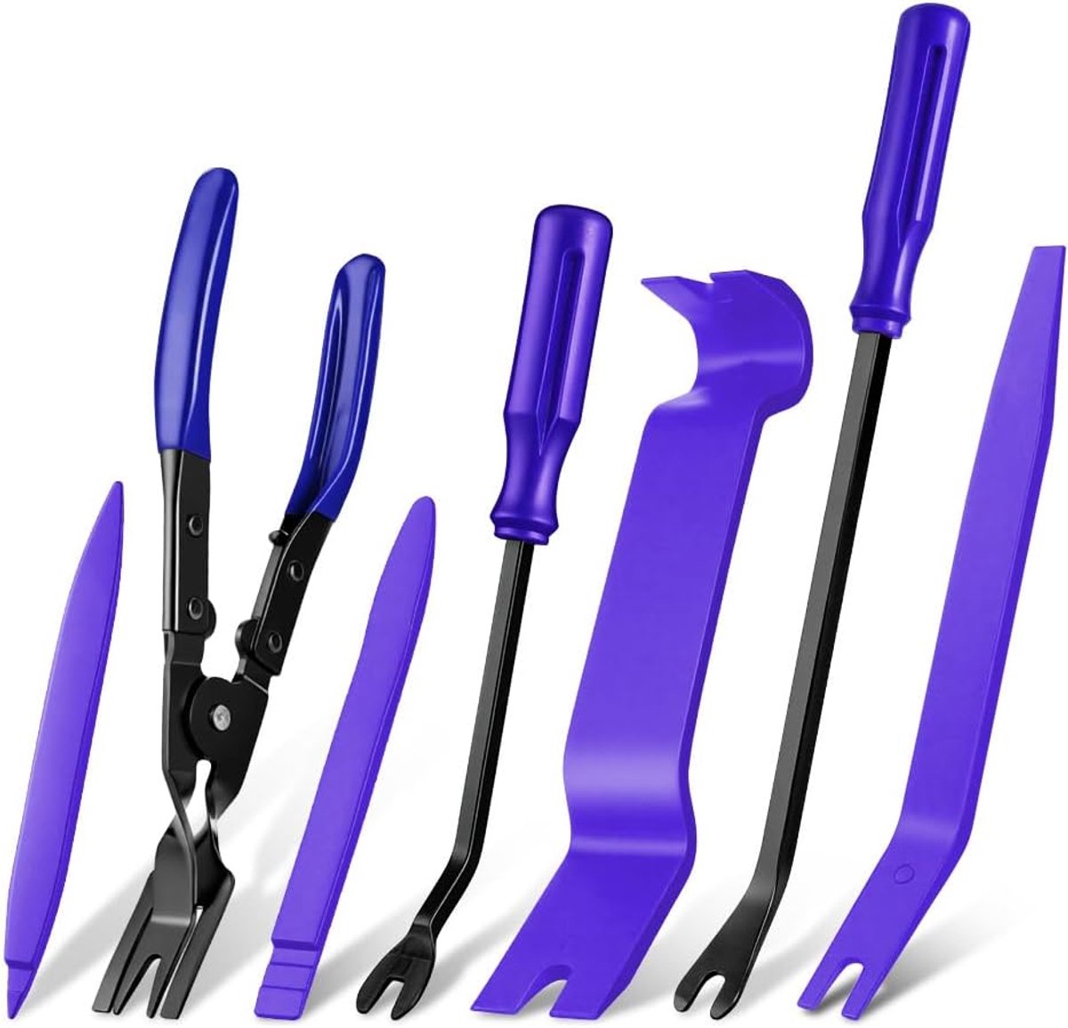 auto demontage gereedschap, interieur, decoratie, kits, deurbekleding, auto gereedschap reparatie, decoratie, demonteur，verwijderingsgereedschap voor bekledingswiggen (7 stuks - Blauw)