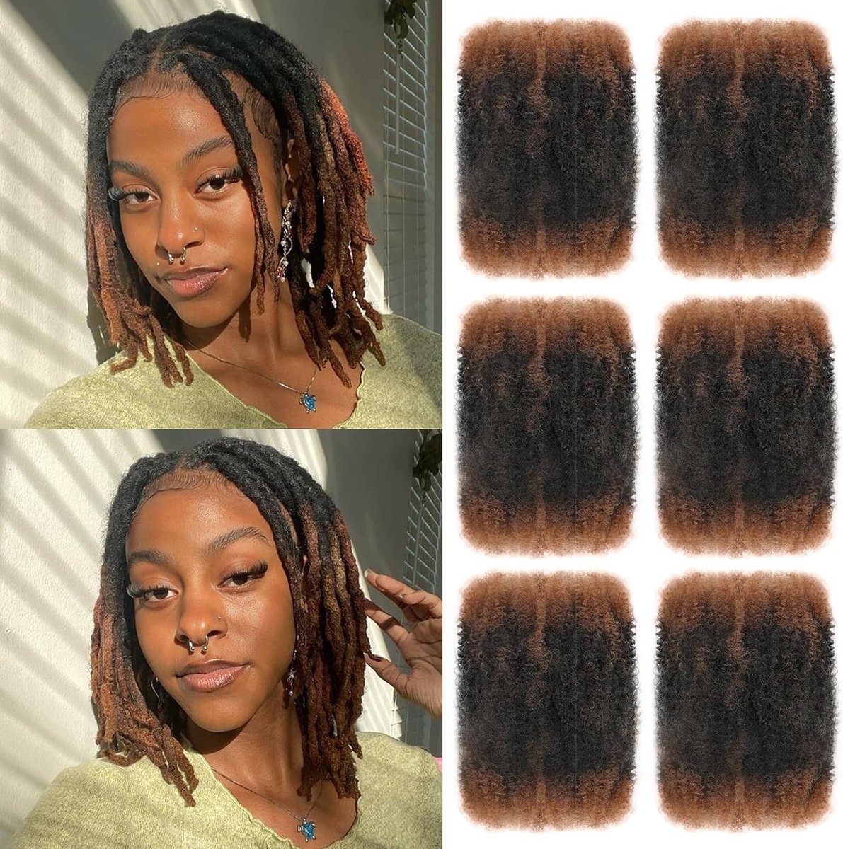 kinky krullende vlechten, bulk haar voor mini-twists, afro kinkys, bulk synthetisch haar, Cubaanse twist, zacht locs, micro-spring twist voor dreadlocks loc-reparatie (T30#, ca. 20 cm