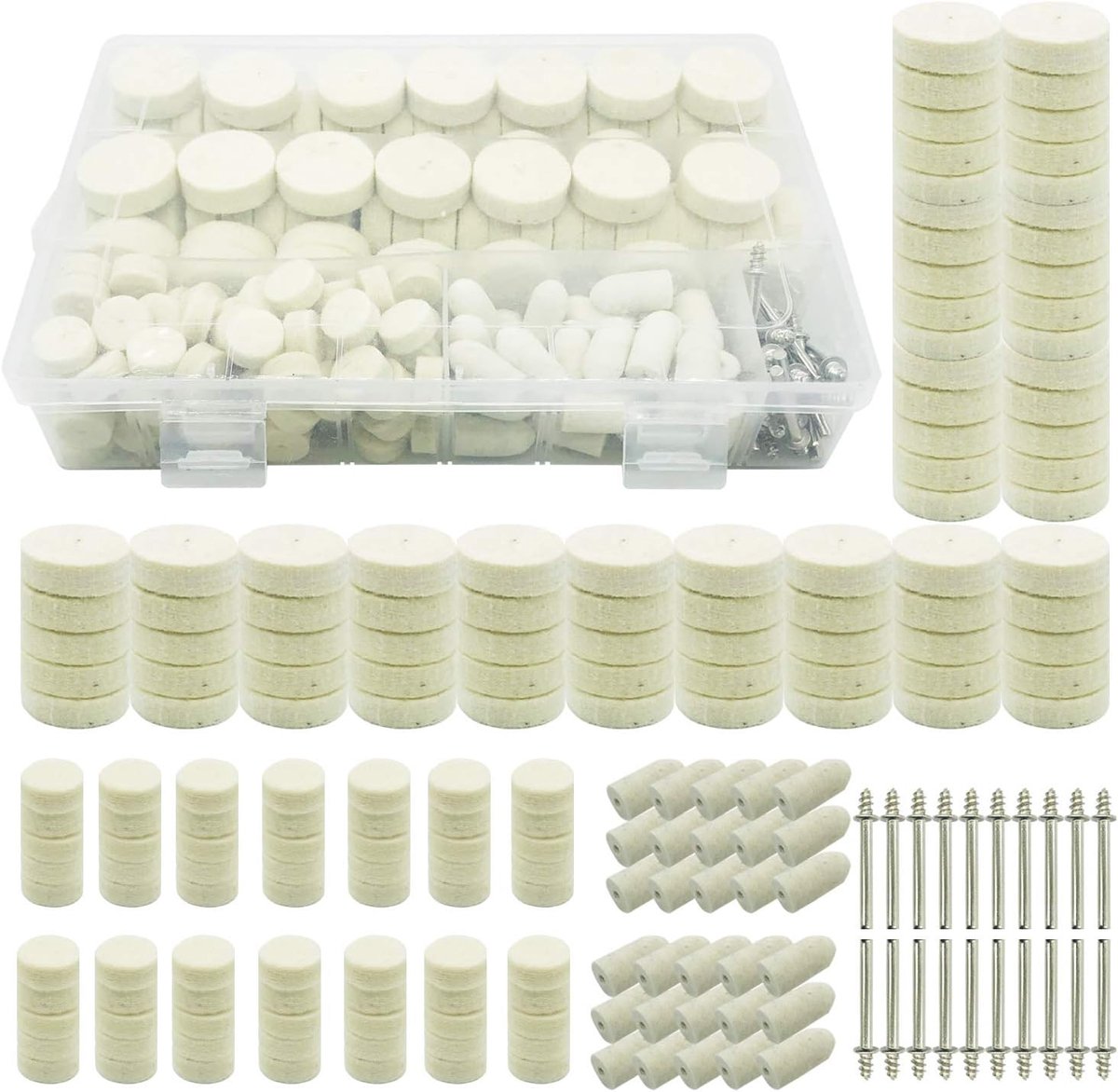 200 stuks polijstwiel van wol, polijstpad, polijstwiel met metalen staaf, voor Dremel accessoires, draaigereedschap