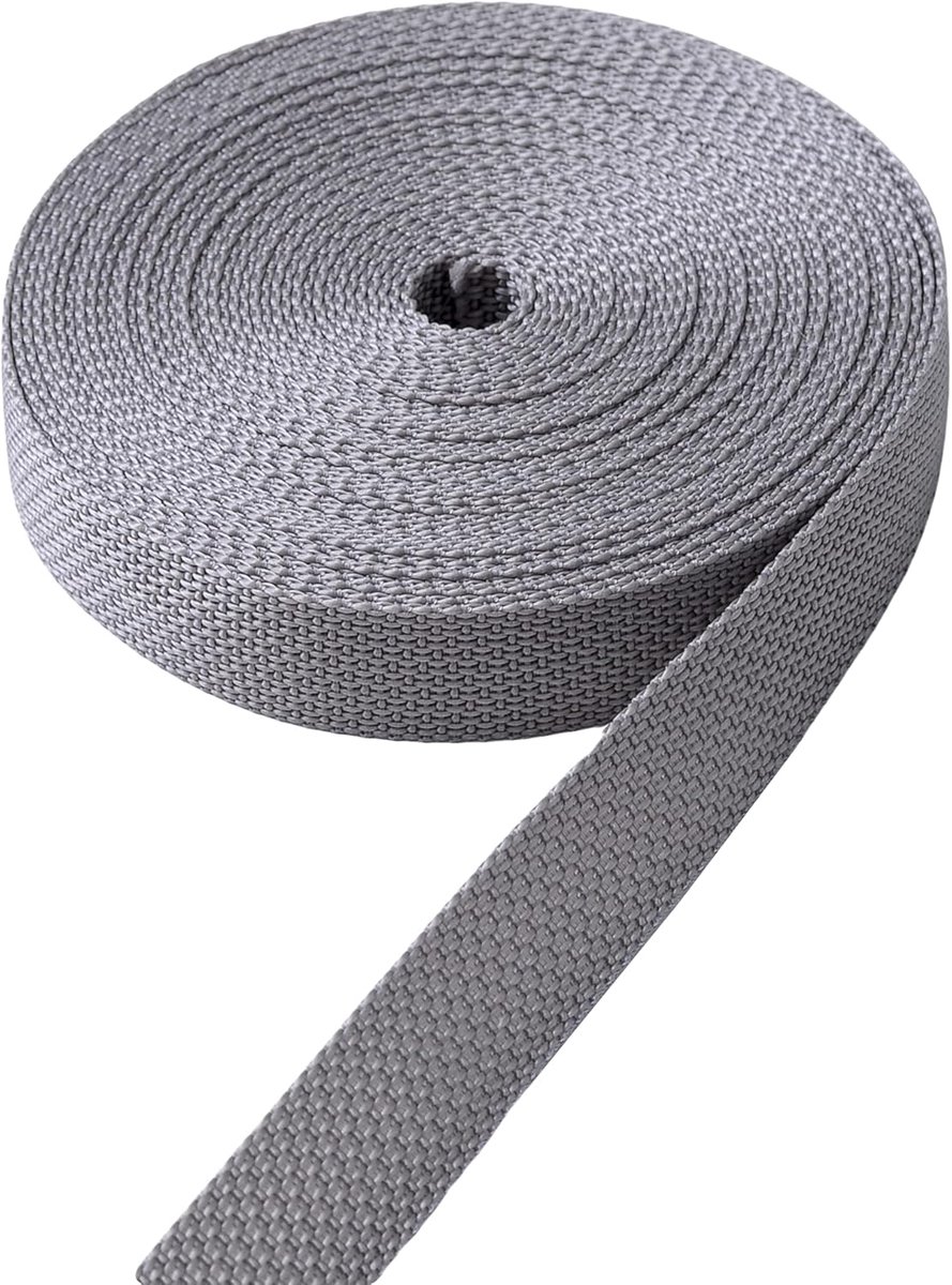 Rolluikriem van polypropyleen, zeer robuust, 7,5 meter lang, gemaakt in Italië, voor ramen en deuren, breedte 20 mm, kleur grijs