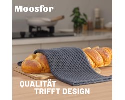 SnelShoppen - Moosfor Theedoeken 100% Katoen, 30 x 30 cm, Zachte Absorberende Keukendoeken, Pluisvrije Vaatdoeken, 8 Stuks Donkergrijs voor Keuken en