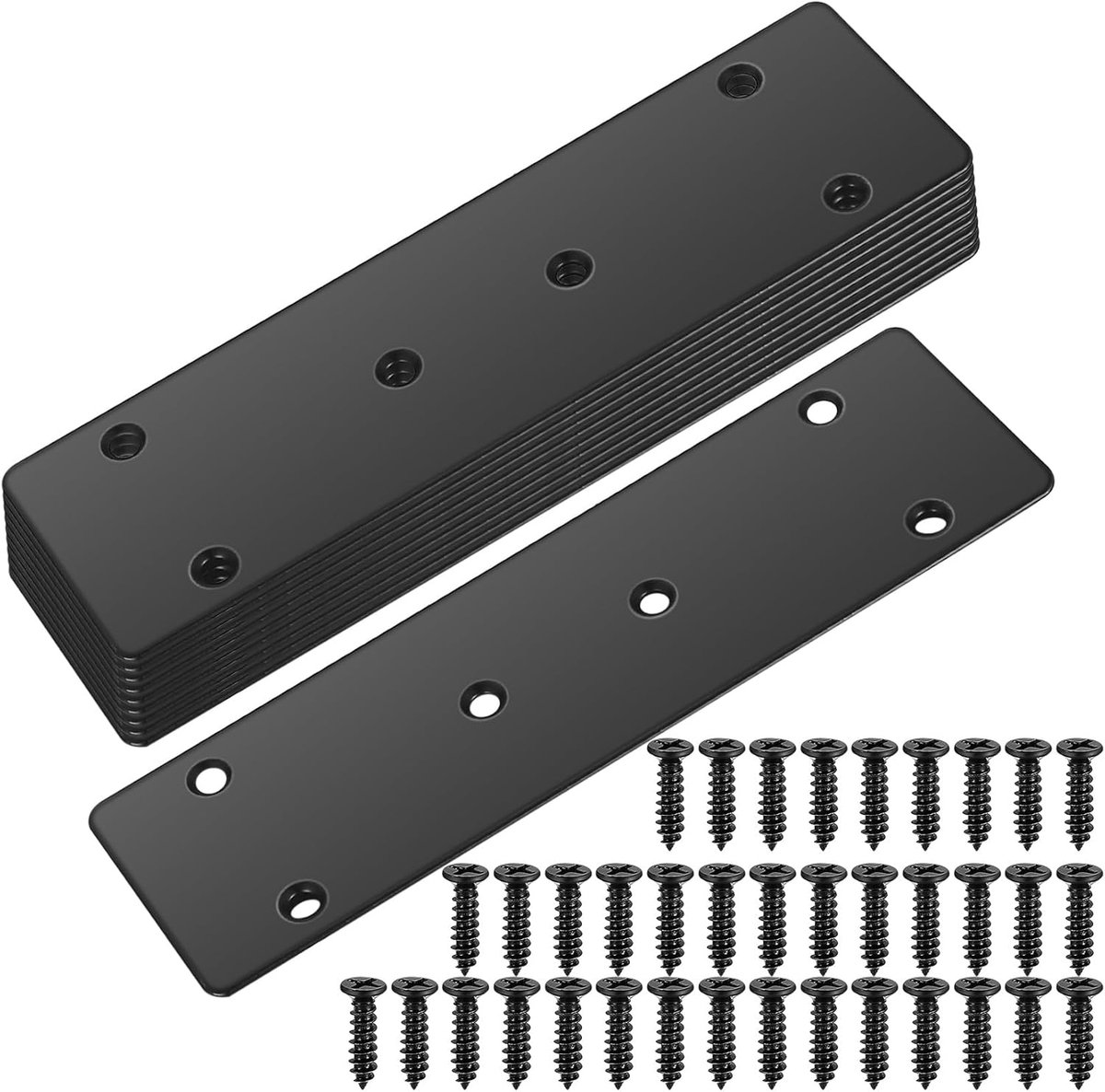 Set van 10 platte verbindingsplaten van metaal voor houtverbindingen, roestvrijstalen zware bevestigingsbeugels voor meubels, 17 x 4,8 cm, ideaal voor reparaties en constructies