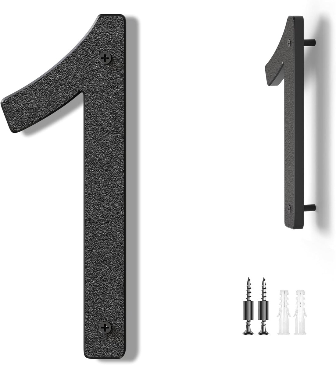 Huisnummers Grote Deur Nummer 25 cm/10 inch - Moderne Huisnummers Zwart Kunststof Exterieur Voordeur Adresnummers 1