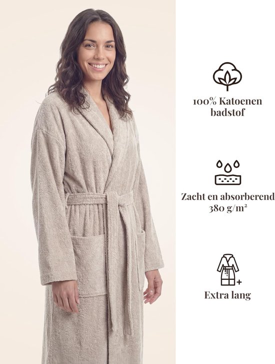 Badjas Extra Lang met Capuchon - 100% Katoen Badstof 380 g/m² - Sauna & Spa Ochtendjas, Enkel Lengte, Zacht en Absorberend, Maten S–XXL — afbeelding 5